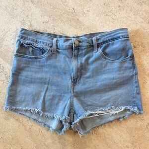 Levi’s size 33 Denim Blue Women's high rise‎ distressed Shorts